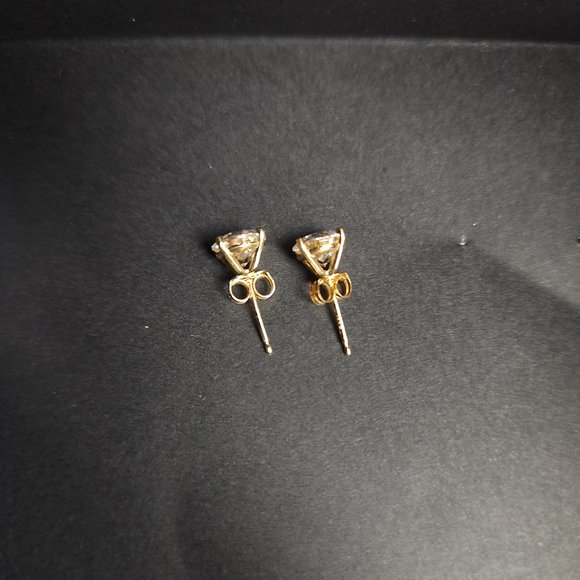 Rolord pair of 18kt yellow gold earrings with 2 round cut 1ct moissanite - Picture 5 of 15